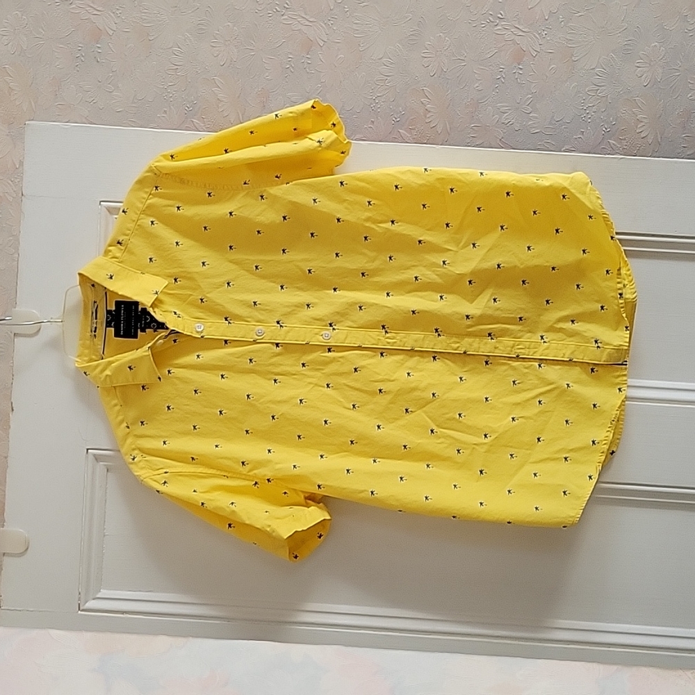 Denim & Flower Yellow Palm Tree Shirt. - L